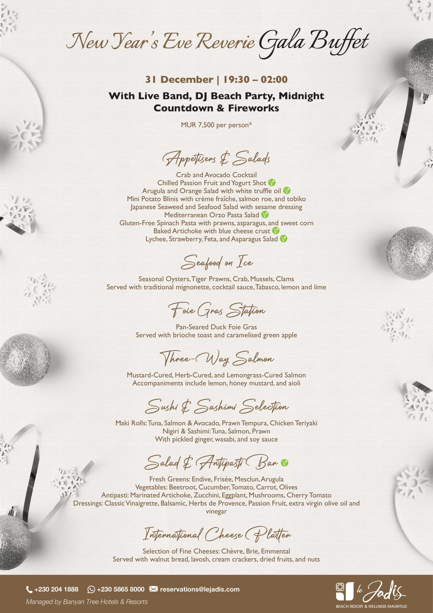 New Year's Eve Gala Buffet Dinner in Mauritius