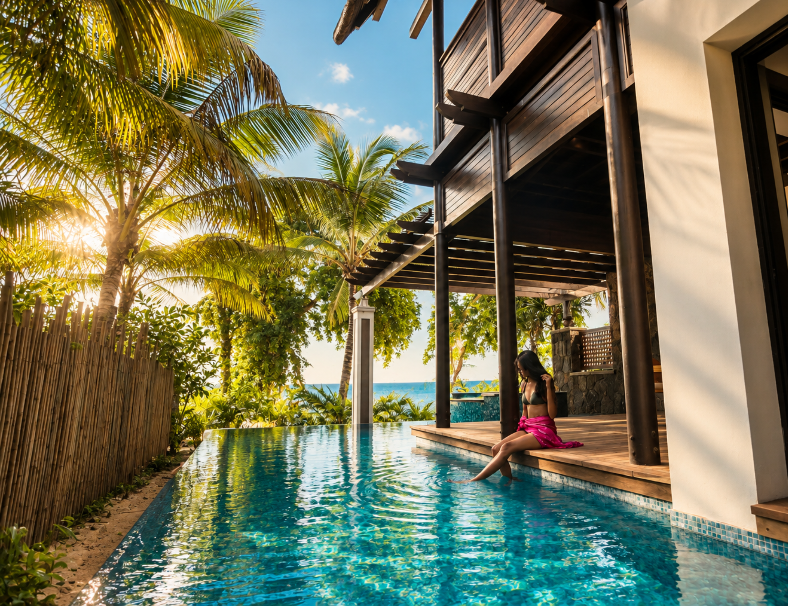 Private heated beachfront pool suite in Mauritius