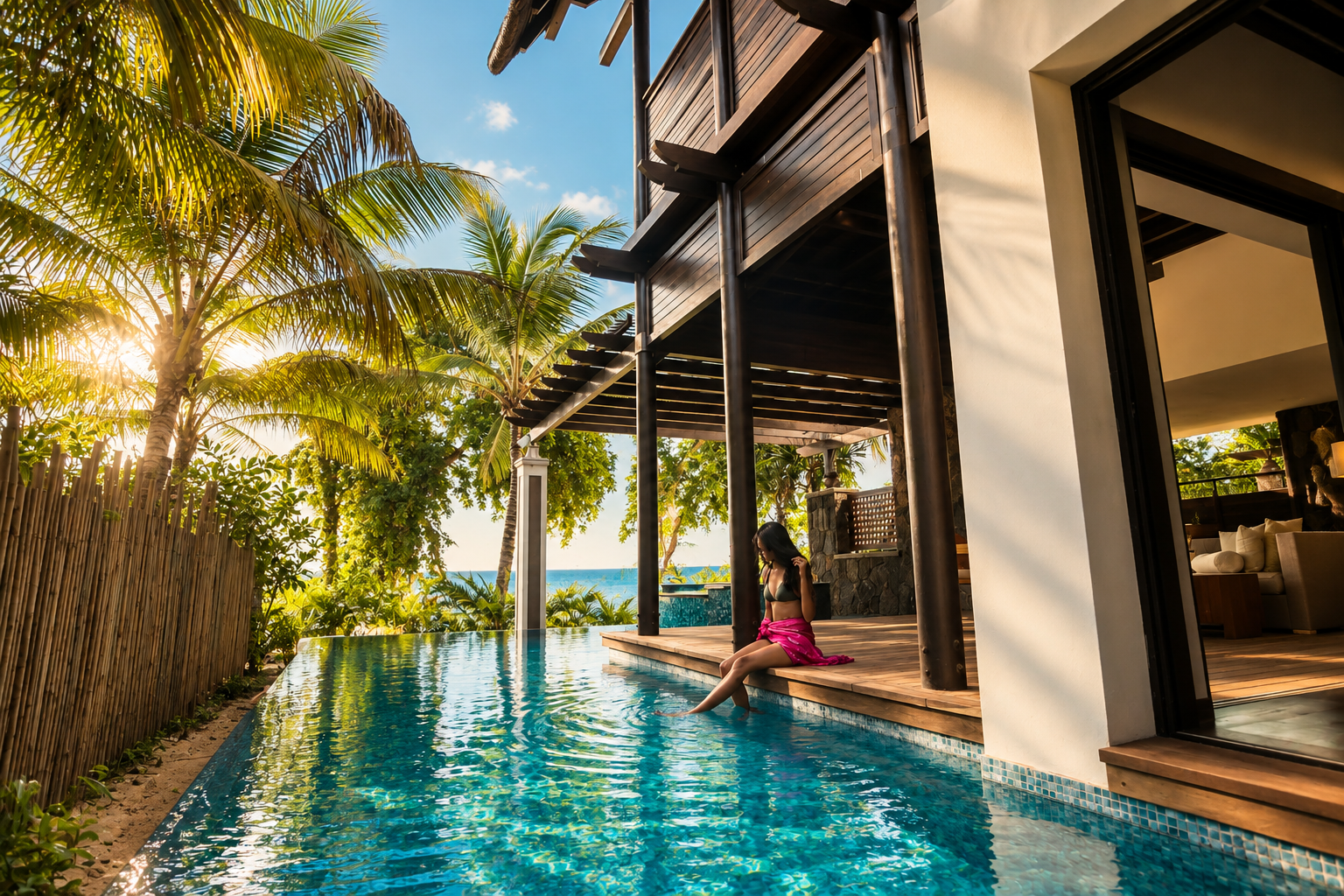 Private heated beachfront pool suite in Mauritius
