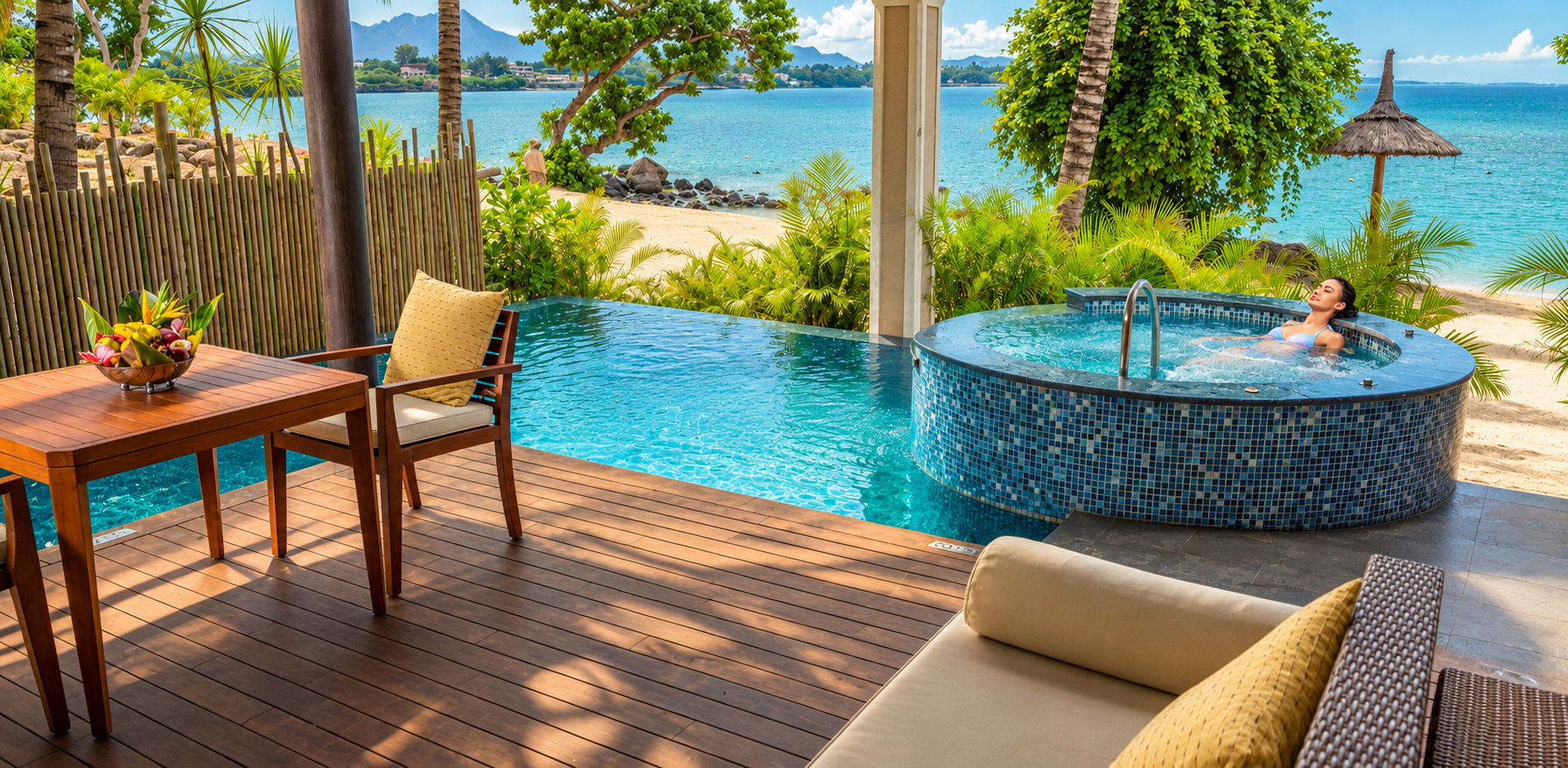 Beachfront pool suite in Mauritius