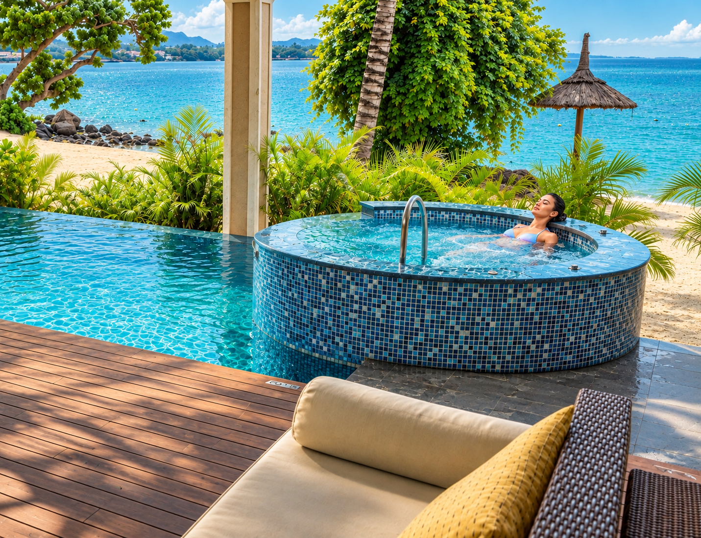Private beachfront pool suite in Mauritius